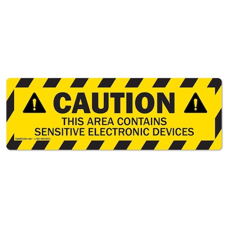 SIGNMISSION Caution-Electronic Devices 18in Non-Slip Floor Marker, 16" x 16", FD-2-R-16-99864 FD-2-R-16-99864